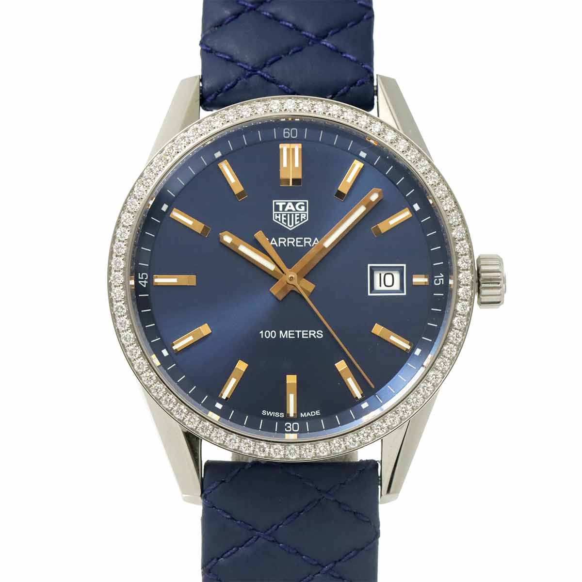 TAG Heuer カレラ WAR1114 ダイヤベゼル メンズ 腕時計 デイト ブルー クォーツ ウォッチ Carrera タグ ホイヤー 90309118