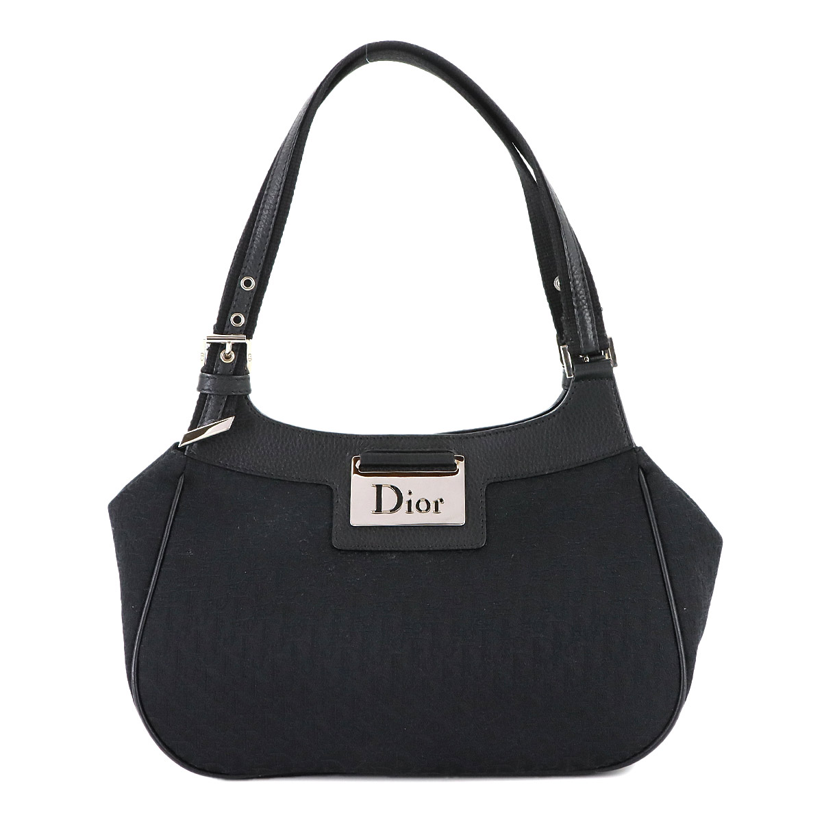 Christian Dior トロッター ストリートシック ディオリッシモ ハンド バッグ キャンバス レザー ブラック Trotter Bag クリスチャン ディオール 90307135