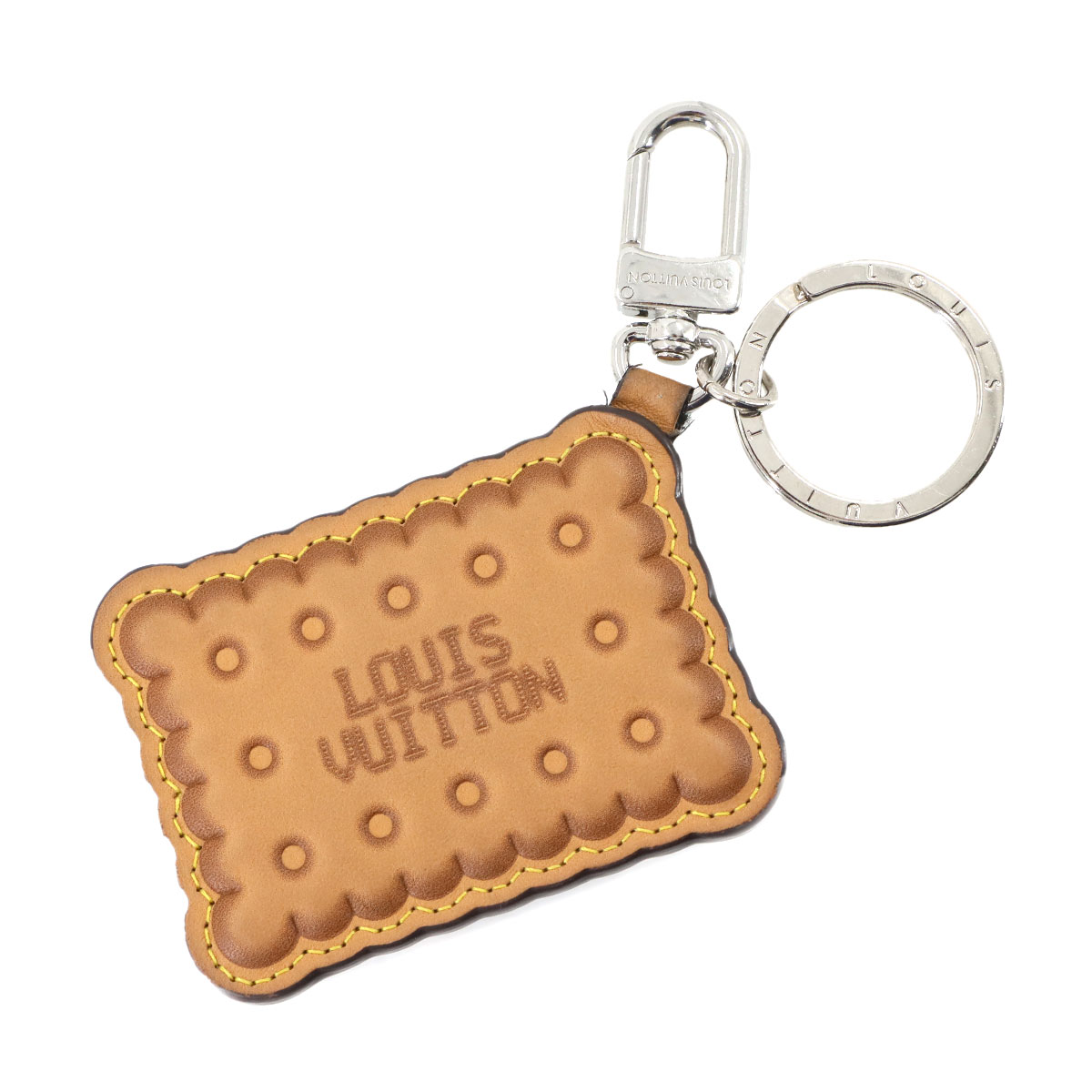 LOUIS VUITTON バッグチャーム LVビスケット キーホルダー ベージュ ブラウン M02547 モノグラム Bag Charm 【中古】 ルイ ヴィトン 90307352