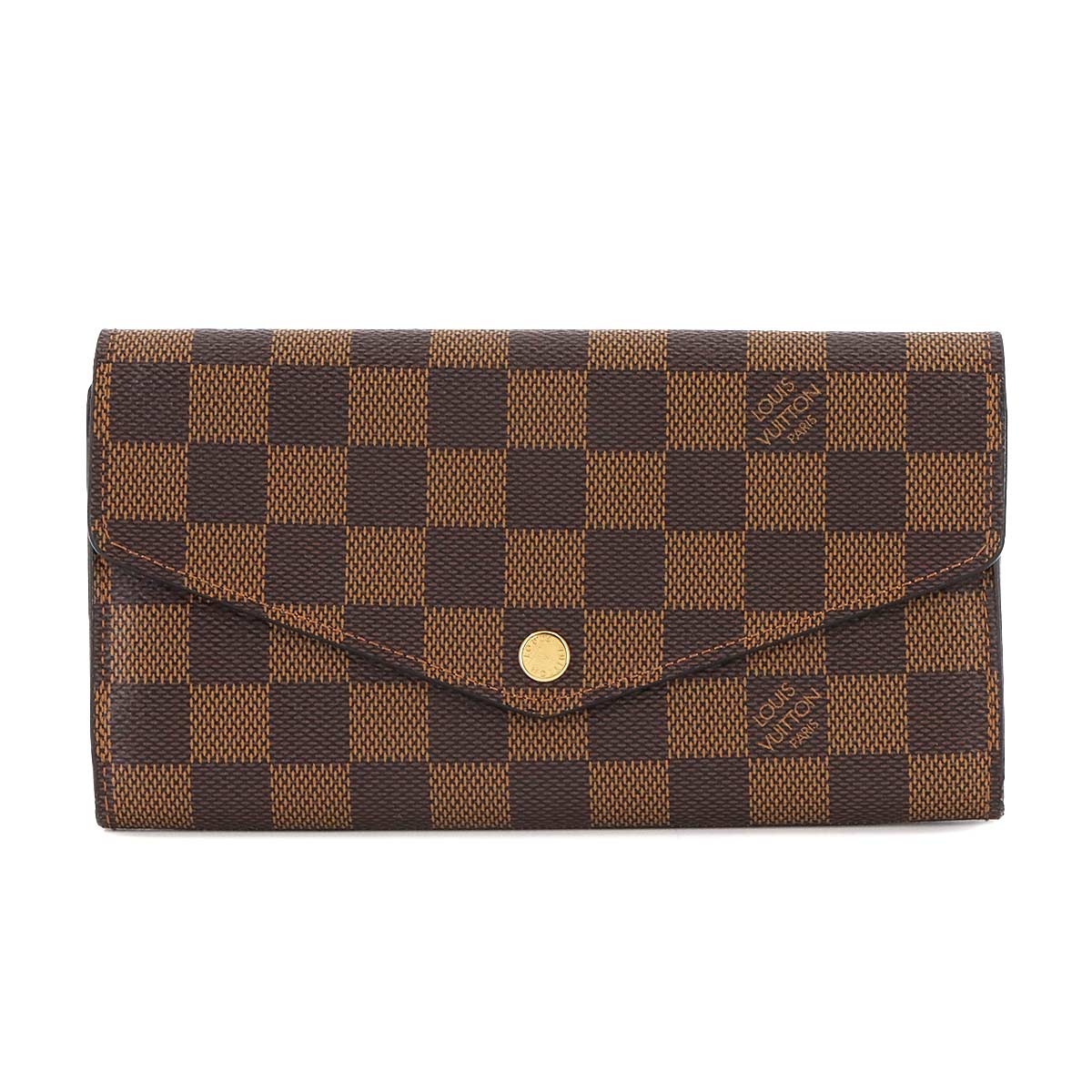 LOUIS VUITTON ダミエ ポルトフォイユ サラ 二つ折り 長財布 エベヌ ブラウン N63209 Damier Sarah Wallet ルイ ヴィトン 90307520