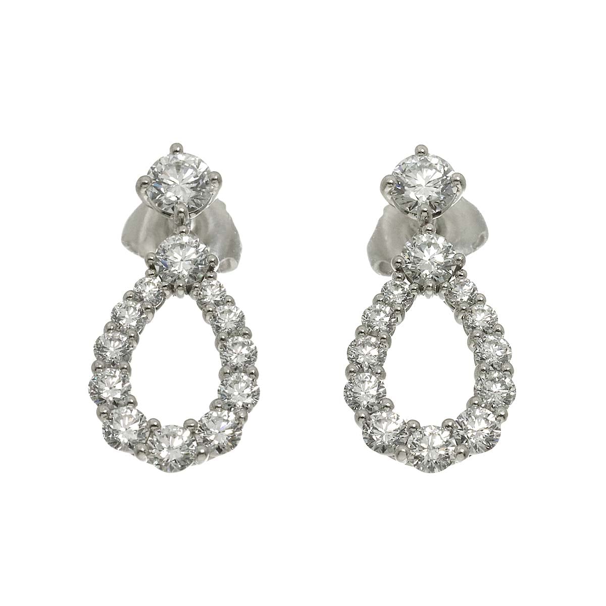HARRY WINSTON  ループ ダイヤ 0.21ct/0.21ct ミディアム ピアス Pt プラチナ Diamond Earrings Pierced【証明書付き】ハリー ウィンストン 90307391