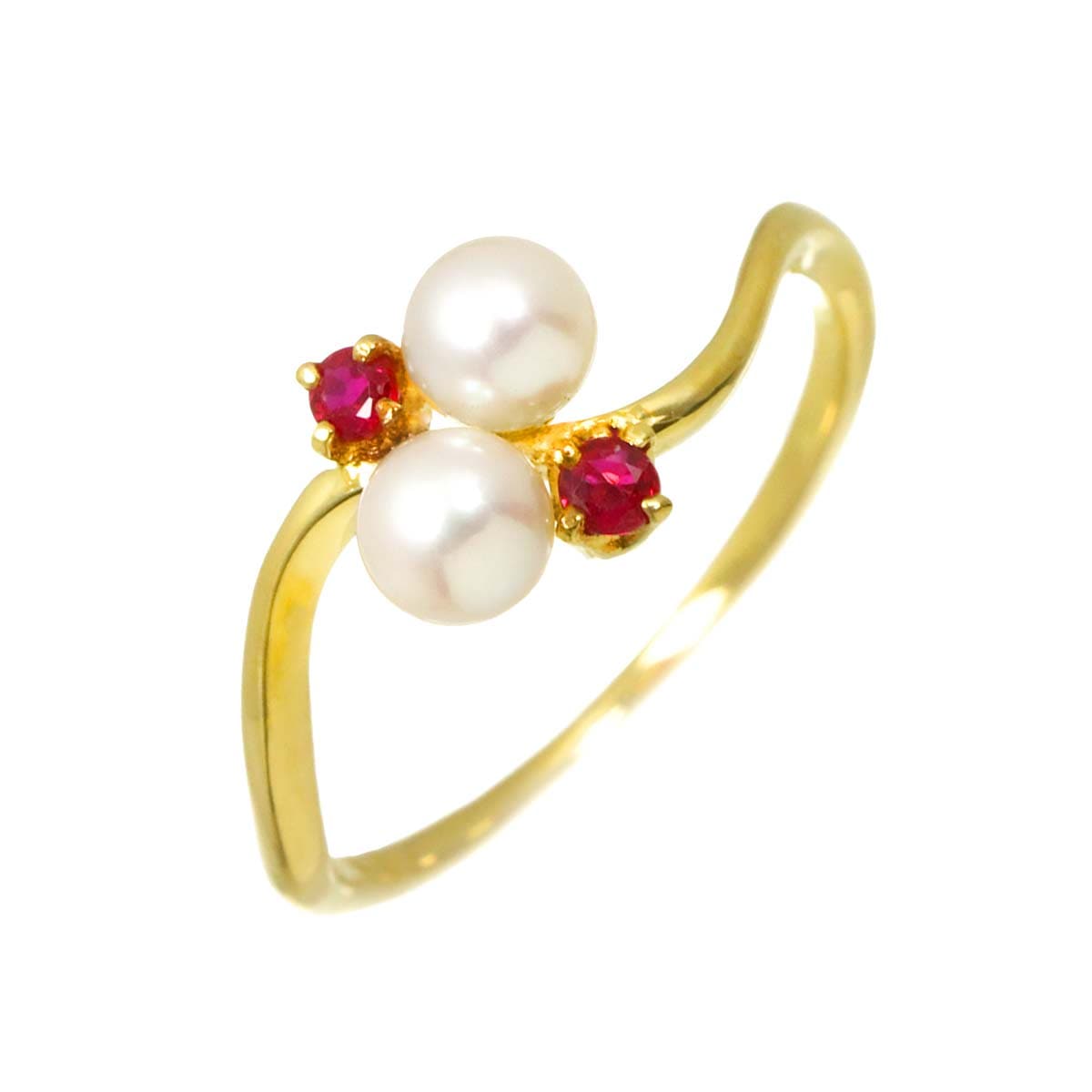 MIKIMOTO 11号 リング アコヤ真珠 4.1mm ルビー K18 YG イエローゴールド 750 パール 指輪 Akoya Pearl Ring ミキモト 90307415