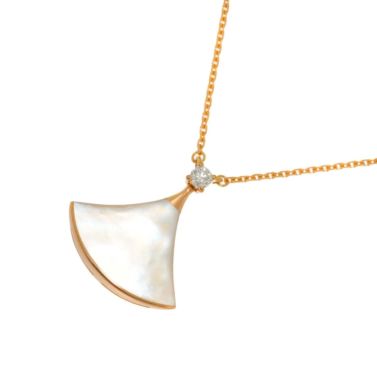 BVLGARI ディーヴァ ドリーム シェル ダイヤ ネックレス 43cm K18 PG ピンクゴールド 750 DIVAS DREAM【証明書付き】ブルガリ 90307449