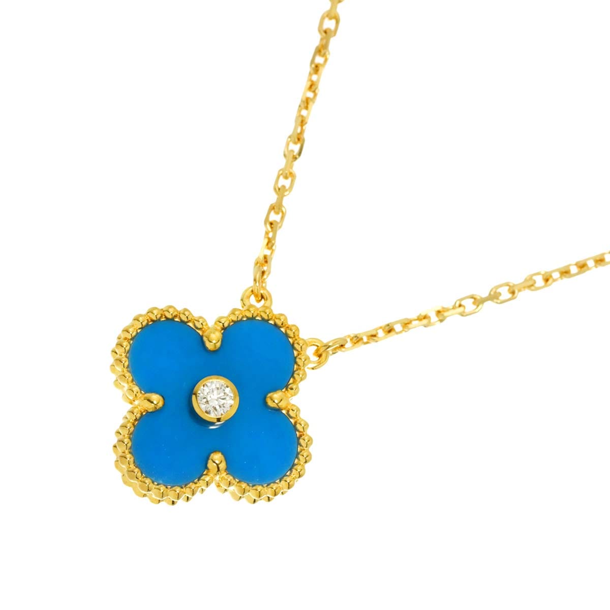Van Cleef Arpels ヴィンテージ アルハンブラ ブルーセーブル ダイヤ ネックレス 42cm K18 YG 750 2019年 ホリデー Necklace【証明書付き】ヴァンクリーフ & アーペル 90308169