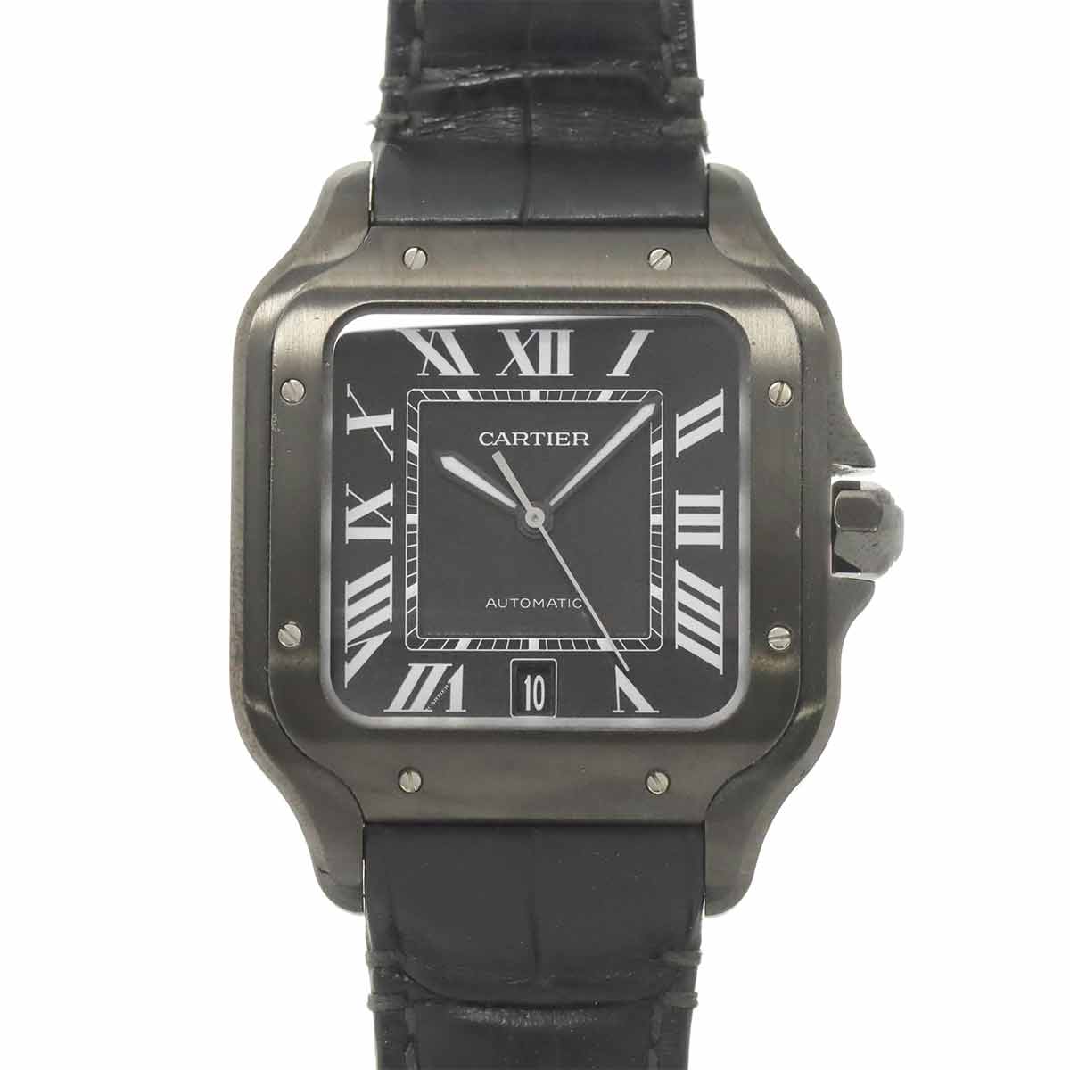 Cartier サントスドゥカルティエLM WSSA0039 メンズ 腕時計 デイト ブラック オートマ 自動巻き ウォッチ Santos De Cartier カルティエ 90305920