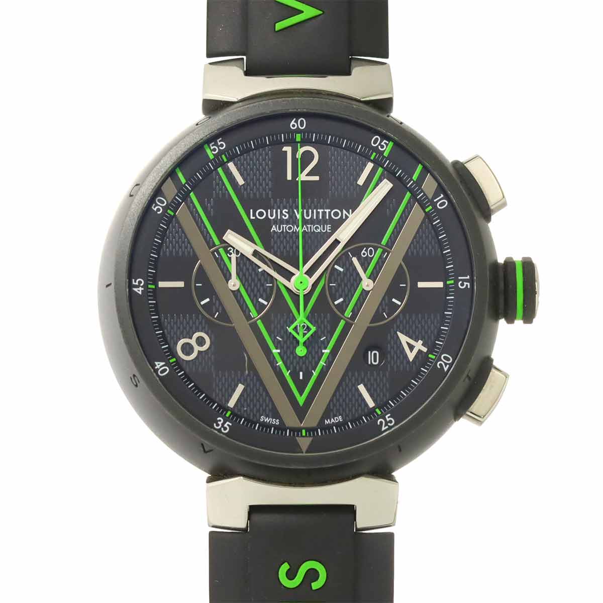 LOUIS VUITTON タンブール オトマティック ダミエ グラフィット レース クロノグラフ QA130 メンズ 腕時計 デイト 自動巻き Tambour ルイ ヴィトン 90308840