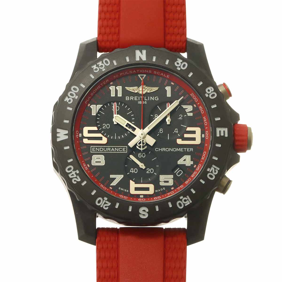 BREITLING エンデュランス プロ X82310 クロノグラフ メンズ 腕時計 デイト ブラック レッド クォーツ ウォッチ Endurance Pro ブライトリング 90308848
