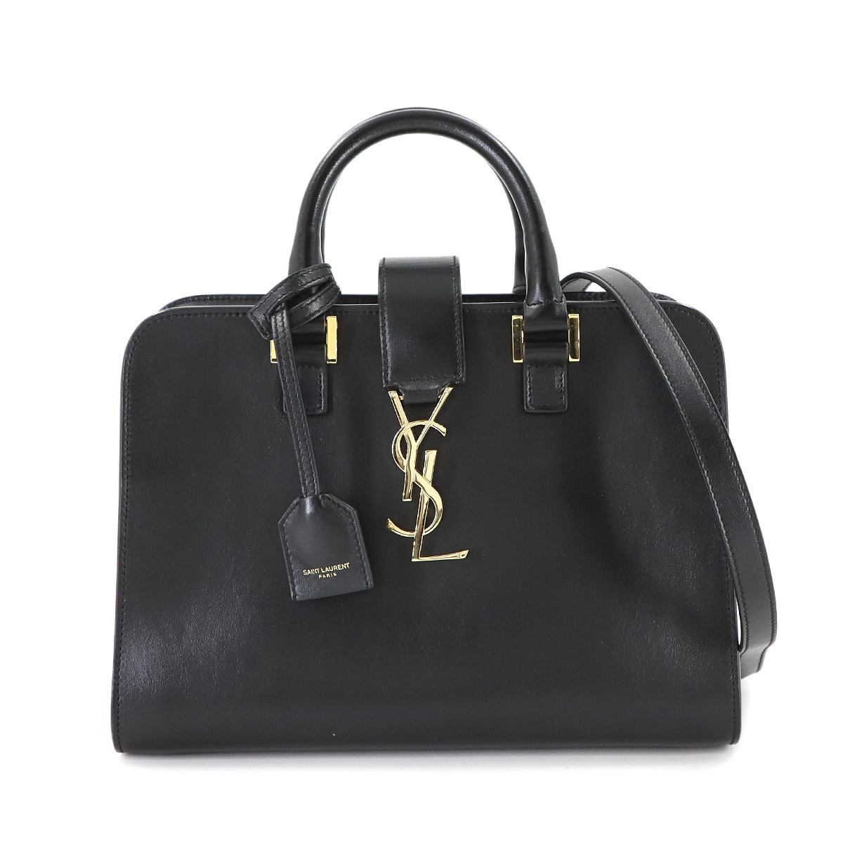 SAINT LAURENT ベイビーカバス 2way ハンド ショルダー バッグ レザー ブラック 472466 Baby Cabas サンローラン パリ 90306273