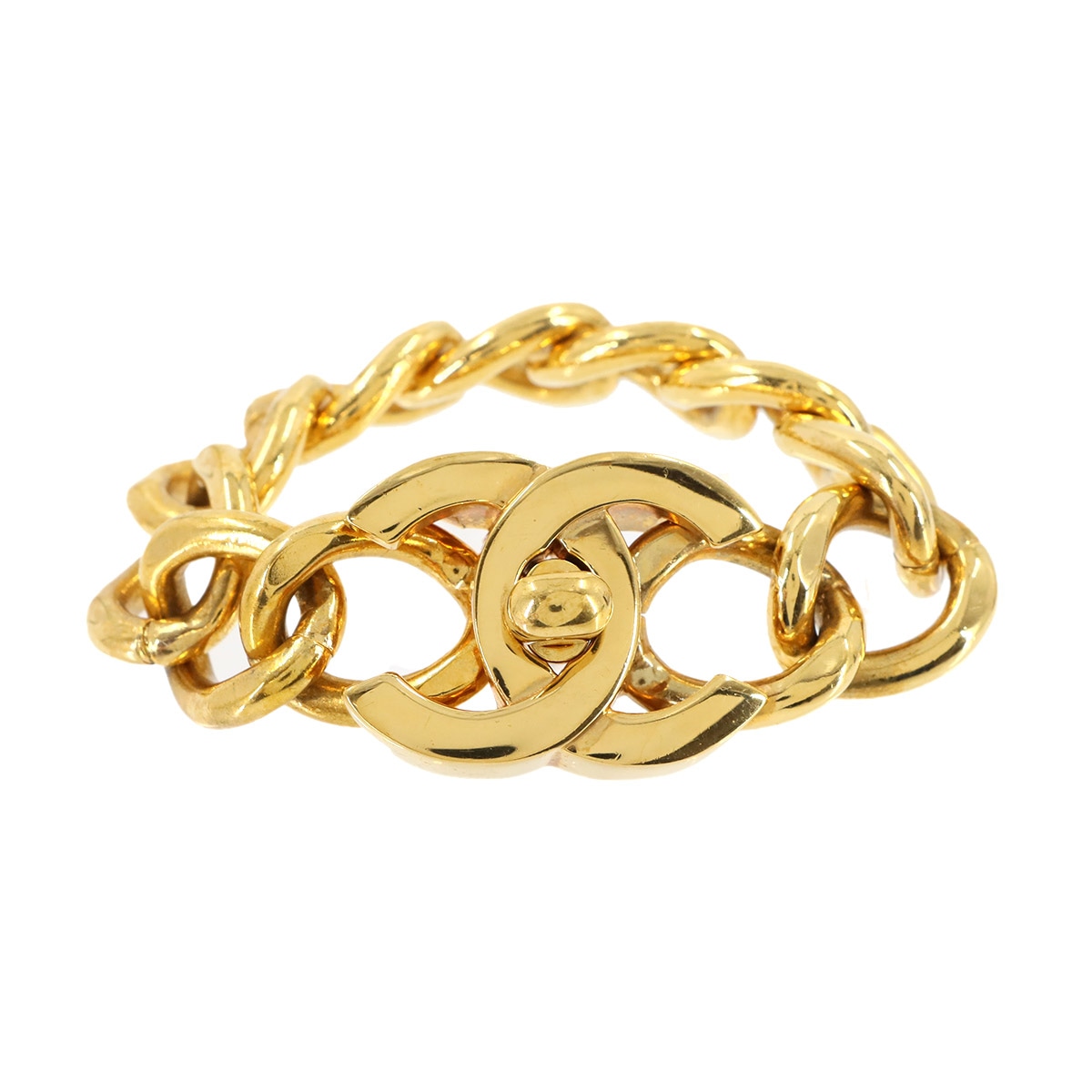 CHANEL ココマーク ターンロック チェーン ブレスレット ゴールド 95A ヴィンテージ アクセサリー Chain Bracelet シャネル 90307156