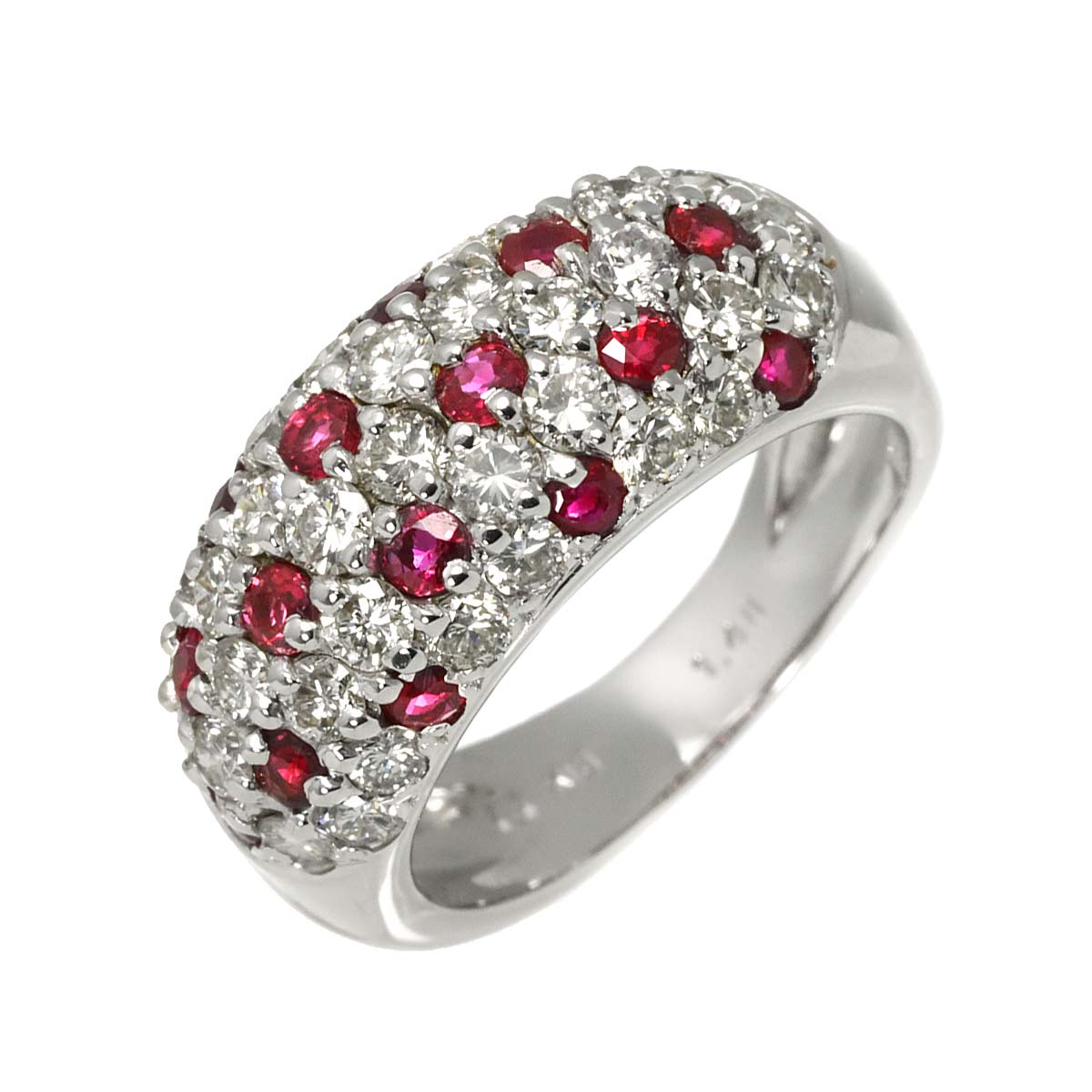 リング 11号 ルビー ダイヤ 1.48ct K18 WG ホワイトゴールド 750 指輪 Ruby Ring 90305535
