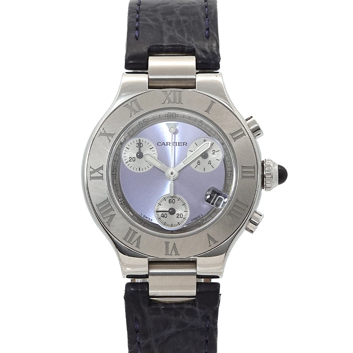 Cartier マスト21 クロノスカフ ヴァンティアン W1020013 クロノグラフ レディース 腕時計 デイト ブルー クォーツ カルティエ 90308029