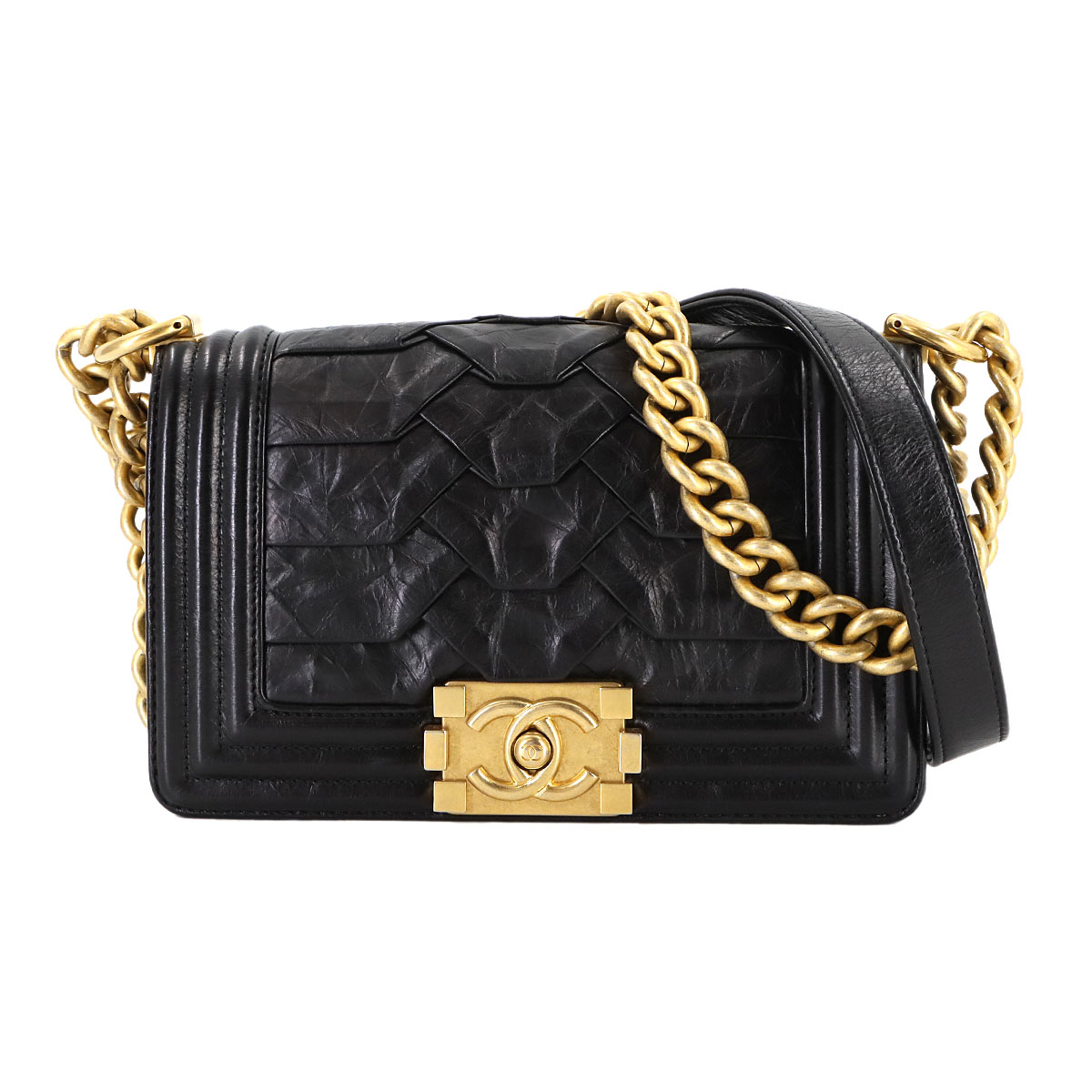 CHANEL ボーイシャネル スモール チェーン ショルダー バッグ カーフスキン ブラック A67085 ゴールド 金具 BOY CHANEL Small Bag シャネル 90307138