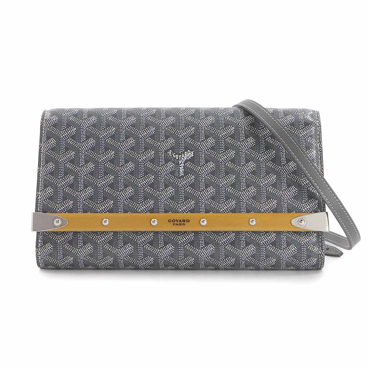 GOYARD モンテカルロ PM 2way クラッチ ショルダー バッグ PVC レザー ヘリンボーン グレー Monte Carlo PM ゴヤール 90308447