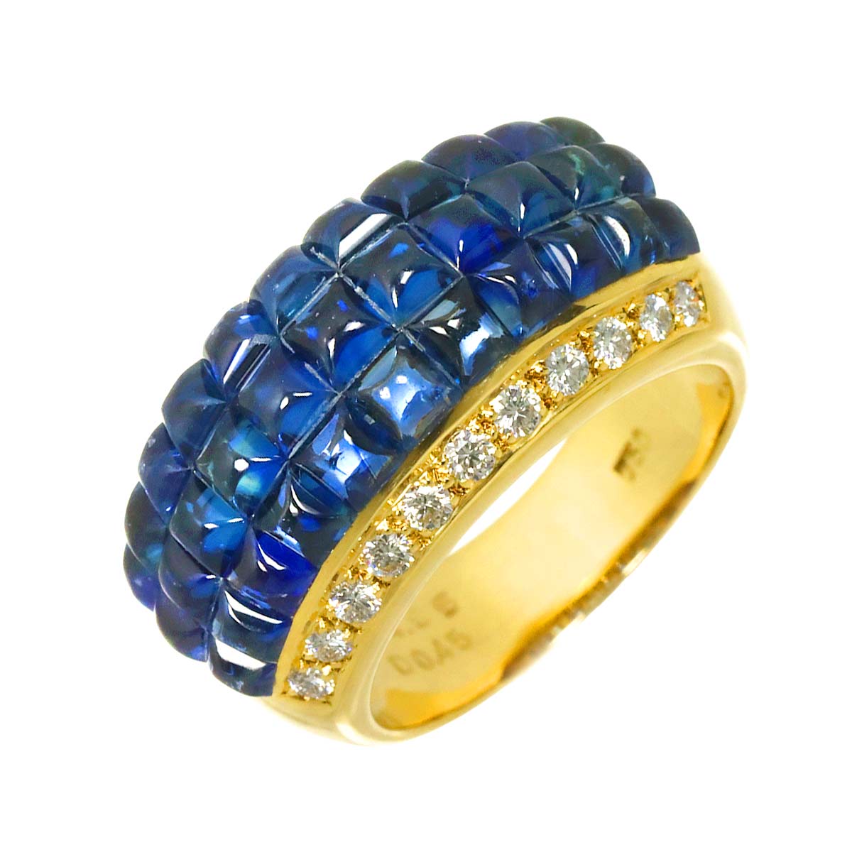 リング 12.5号 サファイヤ 4.95ct ダイヤ 0.45ct K18 YG イエローゴールド 750 指輪 Sapphire Ring 90305577