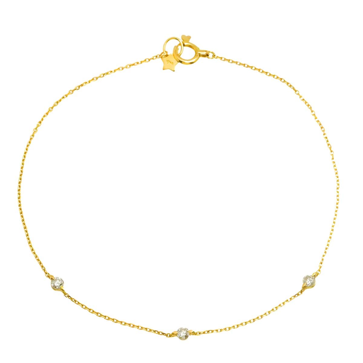 Star Jewelry ダイヤ 0.15ct ブレスレット 17.5cm イエローゴールド 750 Diamond Bracelet スタージュエリー 90305597
