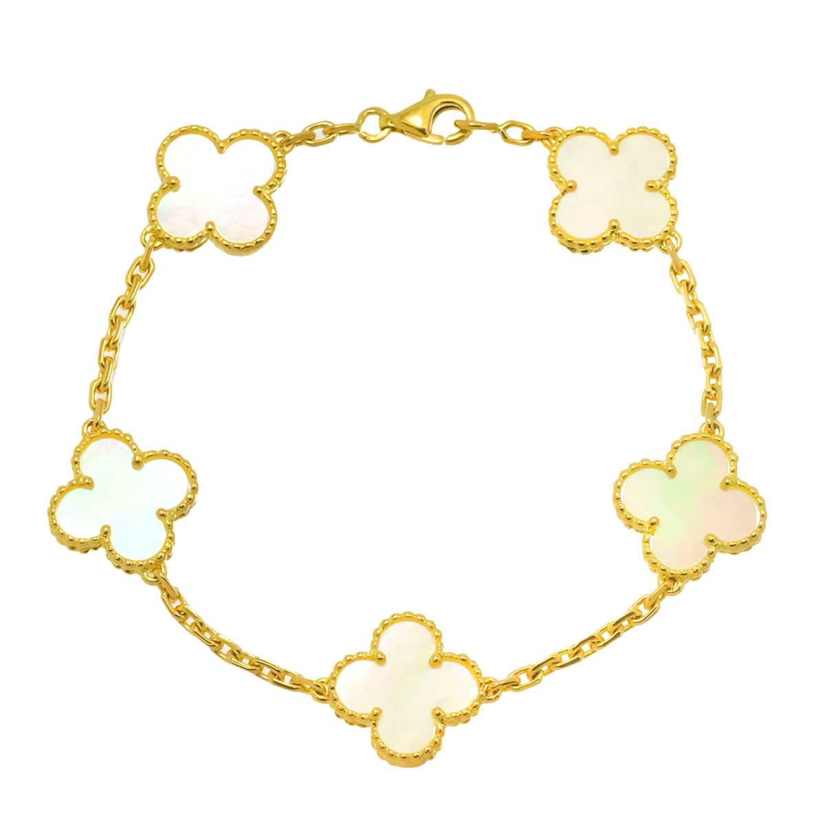 Van Cleef & Arpels ヴィンテージ アルハンブラ シェル 5P ブレスレット 17cm K18 YG 750 VCA ヴァンクリーフ & アーペル 90306829