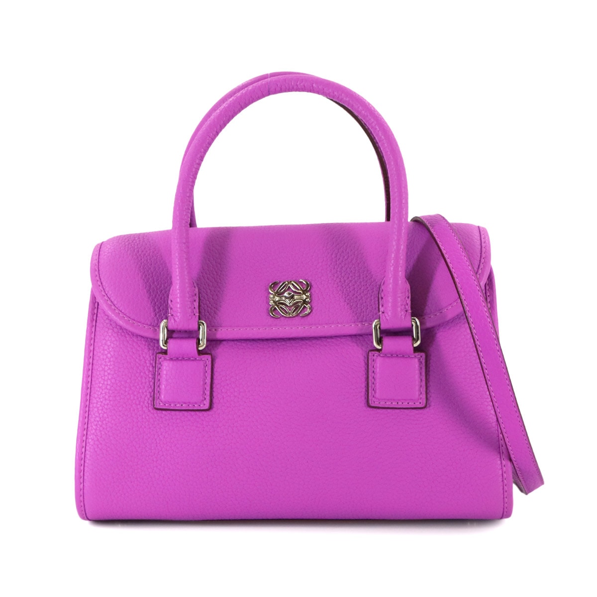 LOEWE アラモ 28 2way ハンド ショルダー バッグ レザー パープル 329.84.D80 シルバー 金具 Alamo Bag ロエベ 90308149