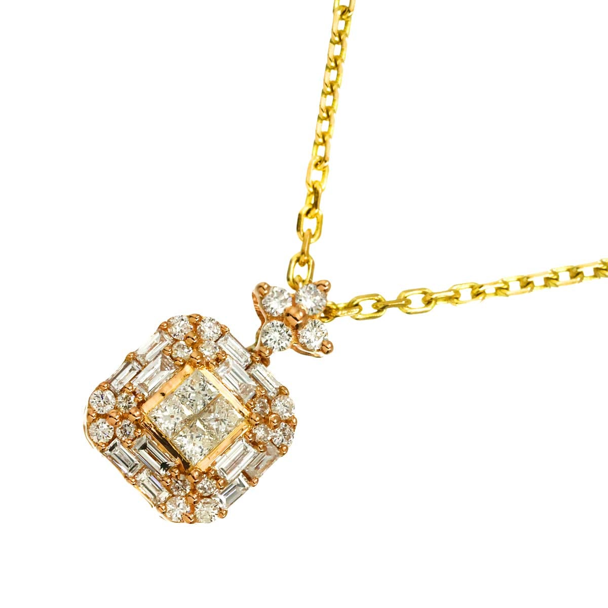 ダイヤ 0.75ct ネックレス 41.5cm K18 PG YG ピンク イエローゴールド 750 Diamond Necklace 90304361