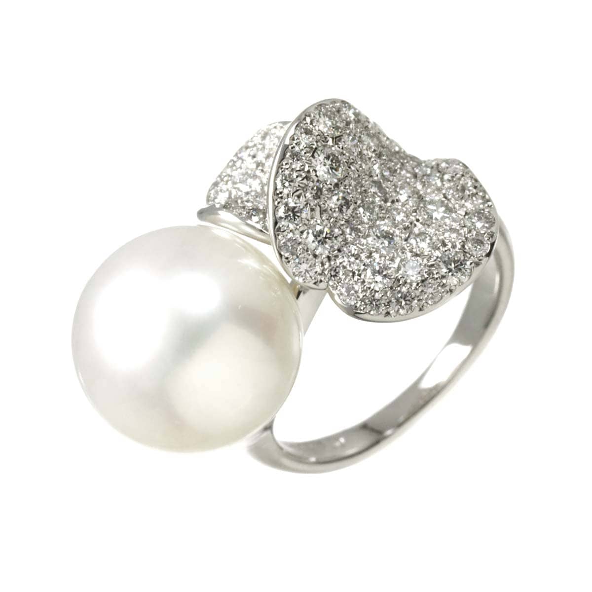 MIKIMOTO 8号 リング 白蝶真珠 12.4mm ダイヤ 0.78ct K18 WG ホワイトゴールド 750 パール 指輪 Akoya Pearl Diamond Ring ミキモト 90304000