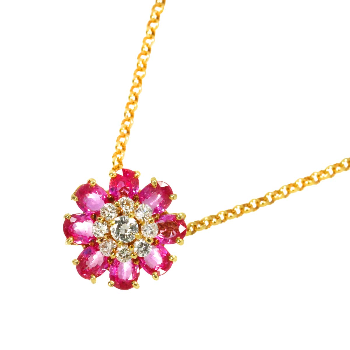 Ponte Vecchio ルビー 1.56ct ダイヤ 0.30ct ネックレス 40cm K18 PG ピンクゴールド 750 Ruby Necklace ポンテヴェキオ 90307448