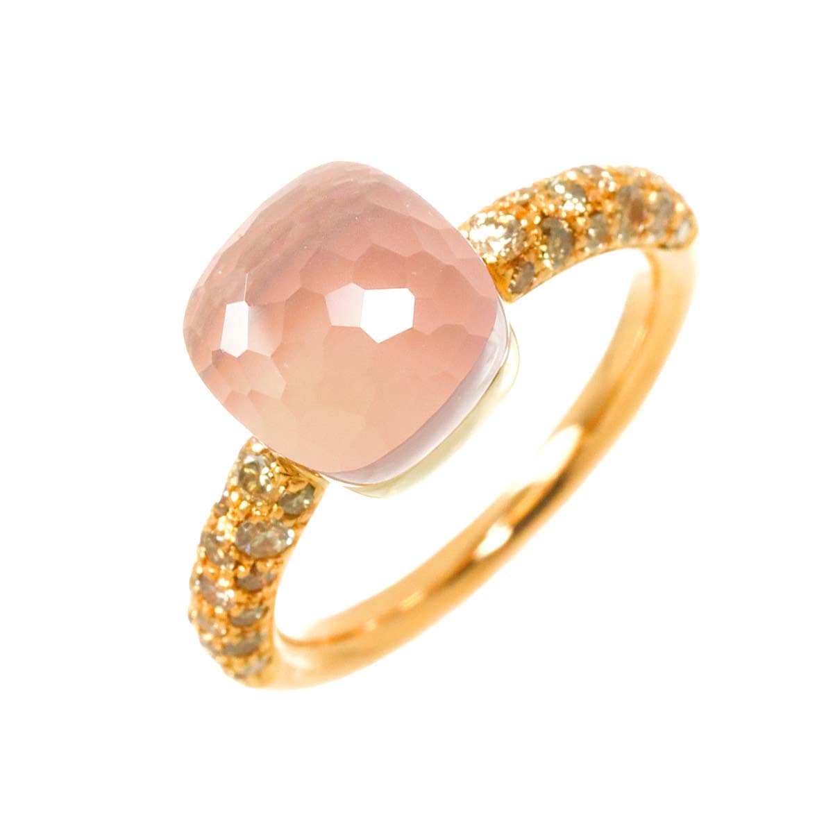 Pomellato プチヌード #50 リング ローズクォーツ ブラウンダイヤ K18 PG WG ピンク ホワイトゴールド 750 指輪 Quartz Ring ポメラート 90307669