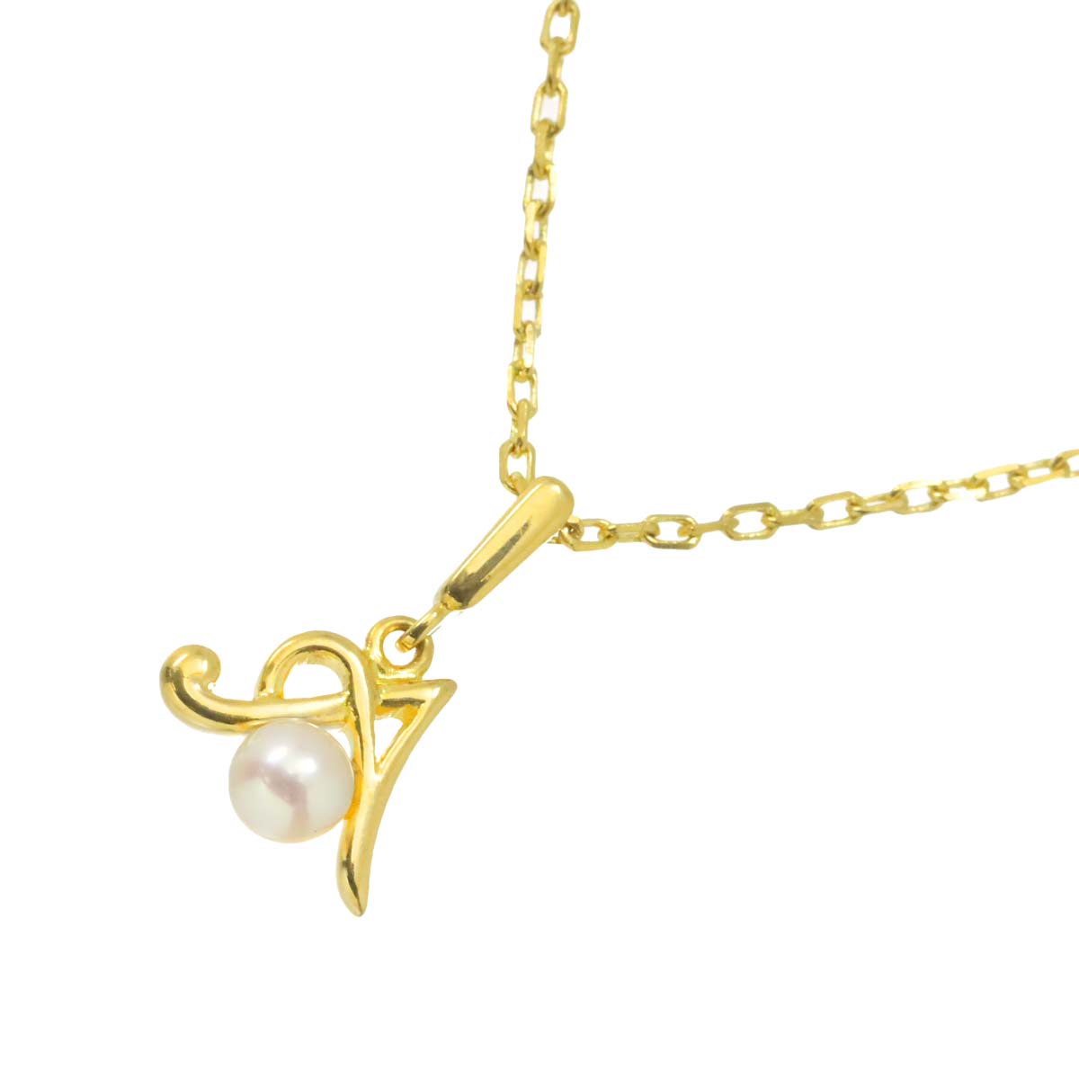 MIKIMOTO ベビーパール 3.6mm ネックレス 38cm K18 YG イエローゴールド 750 イニシャル A 真珠 Necklace ミキモト 90307743