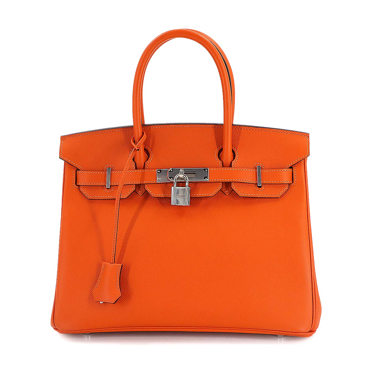 HERMES バーキン30 エプソン フーオレンジ ハンド バッグ X刻印 シルバー 金具 Birkin エルメス 90309913