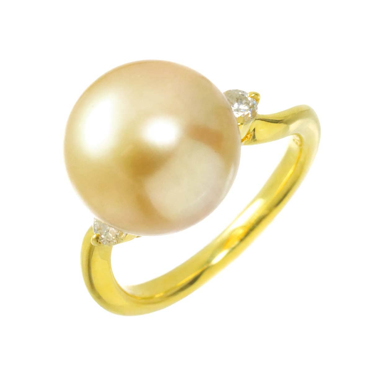 リング 9.5号 白蝶真珠 11.8mm ダイヤ 0.18ct K18 YG イエローゴールド 750 パール 指輪 Pearl Ring 90308221