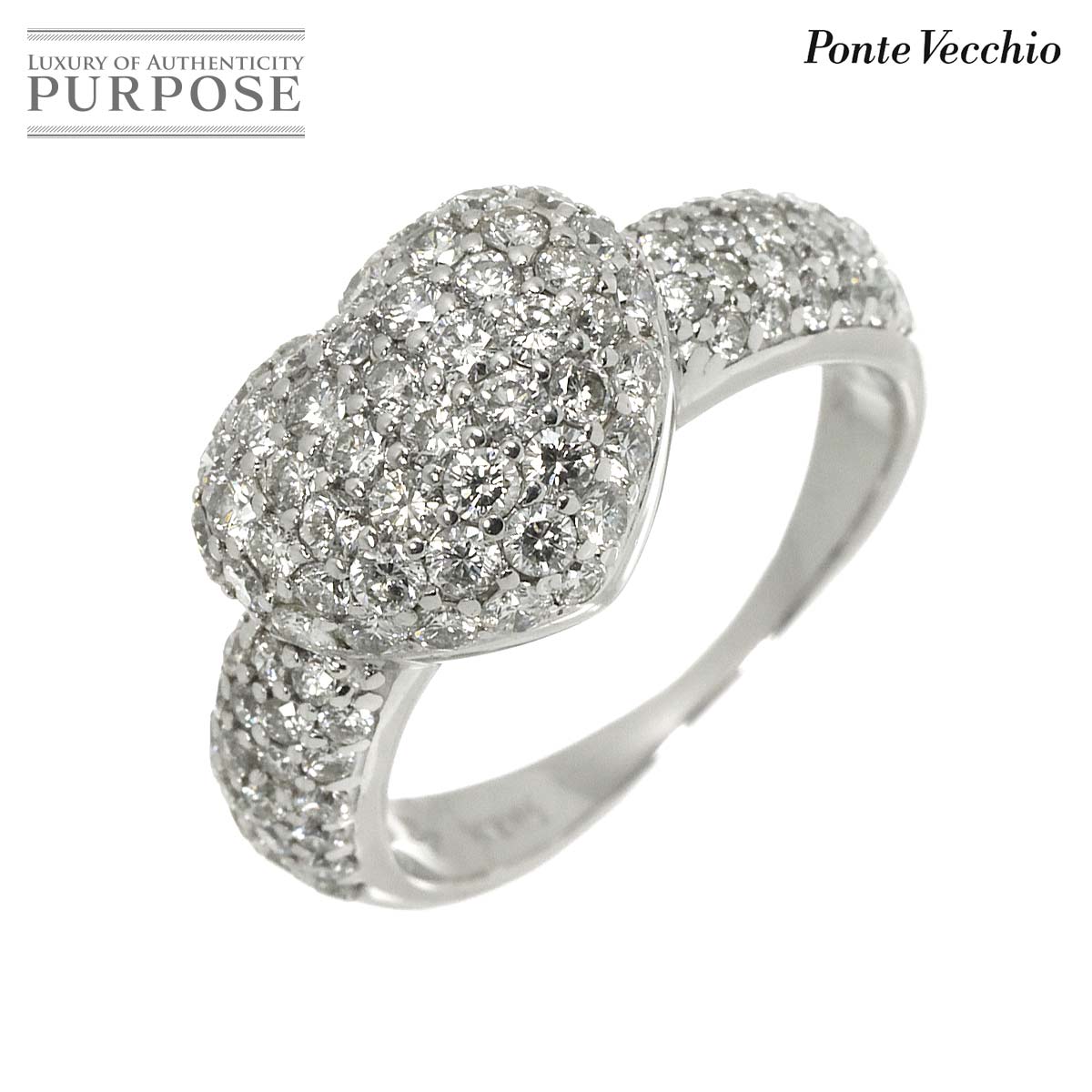 Ponte Vecchio 11号 リング ダイヤ 1.50ct K18 WG ホワイトゴールド 750 指輪 ハート Diamond Ring ポンテヴェキオ 90306239