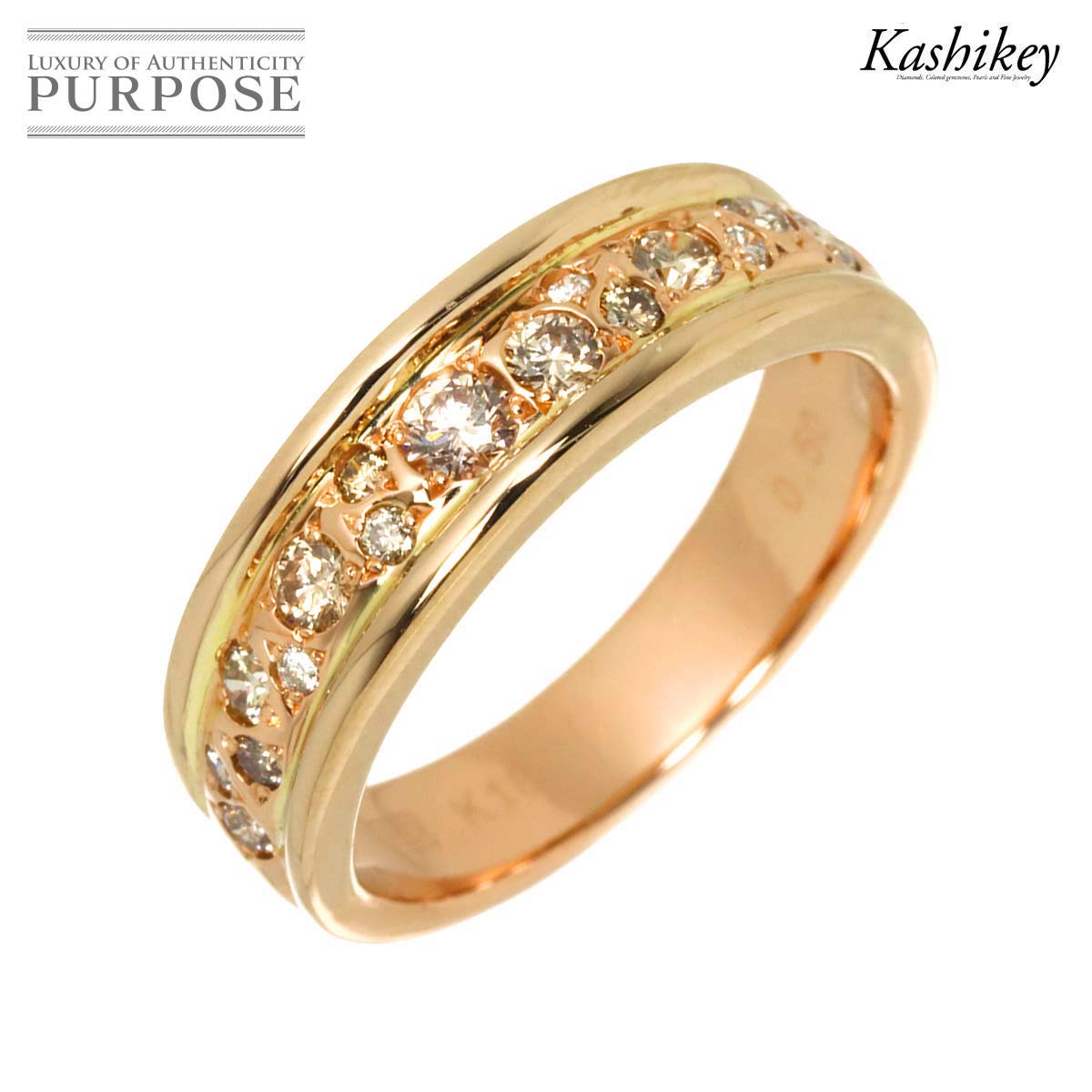 KASHIKEY メランジェ 15号 リング ブラウン ダイヤ 0.50ct K18 PG ピンクゴールド 750 Diamond Ring カシケイ 柏圭 90307715
