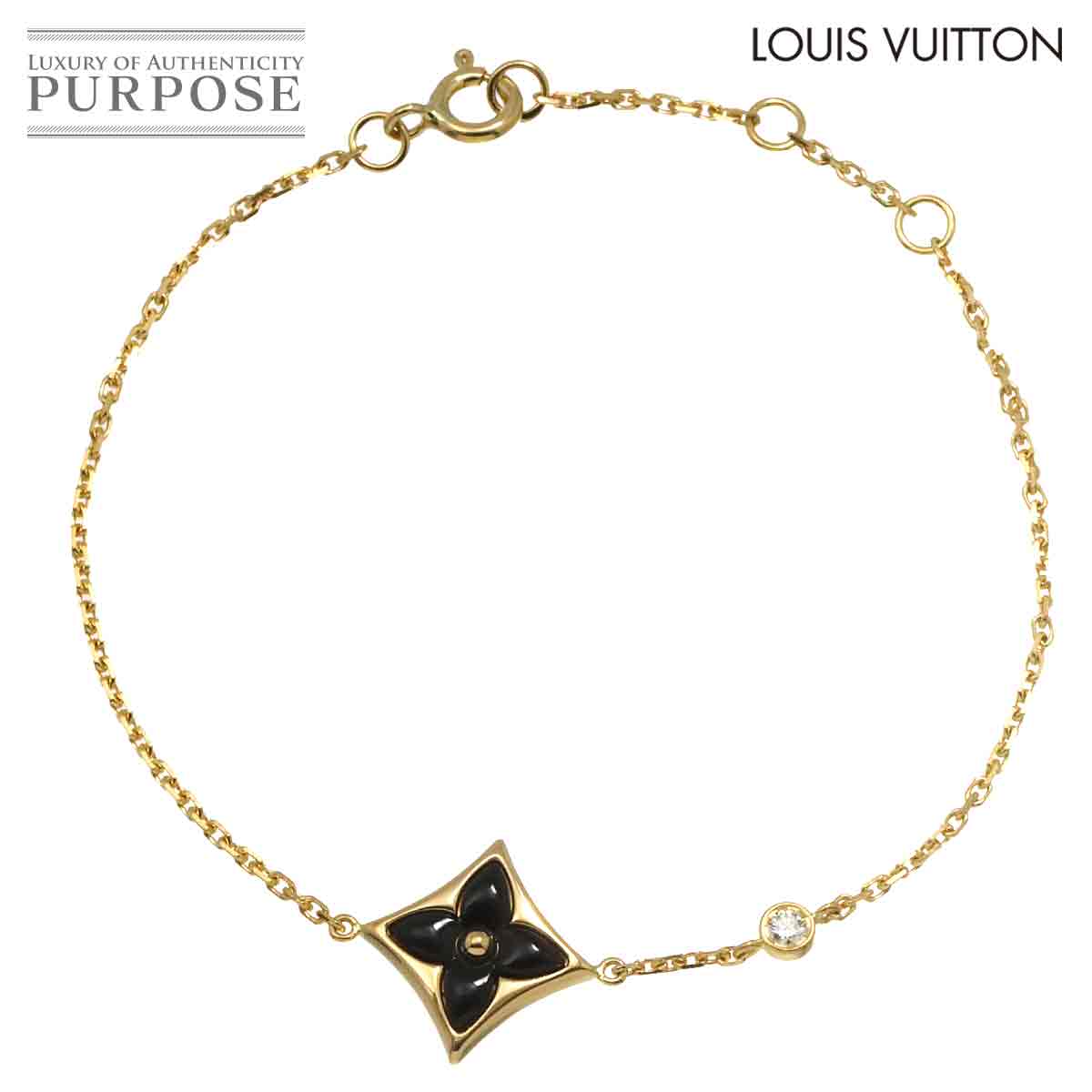 LOUIS VUITTON スター ブロッサム BB オニキス ダイヤ ブレスレット 17cm K18 YG イエローゴールド 750 Bracelet【証明書付き】ルイ ヴィトン 90308796