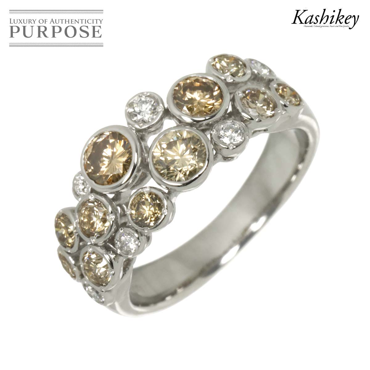 KASHIKEY 14号 リング ブラウンダイヤ 1.28ct ダイヤ 0.15ct Pt プラチナ 柏圭 Diamond Ring カシケイ 90308922