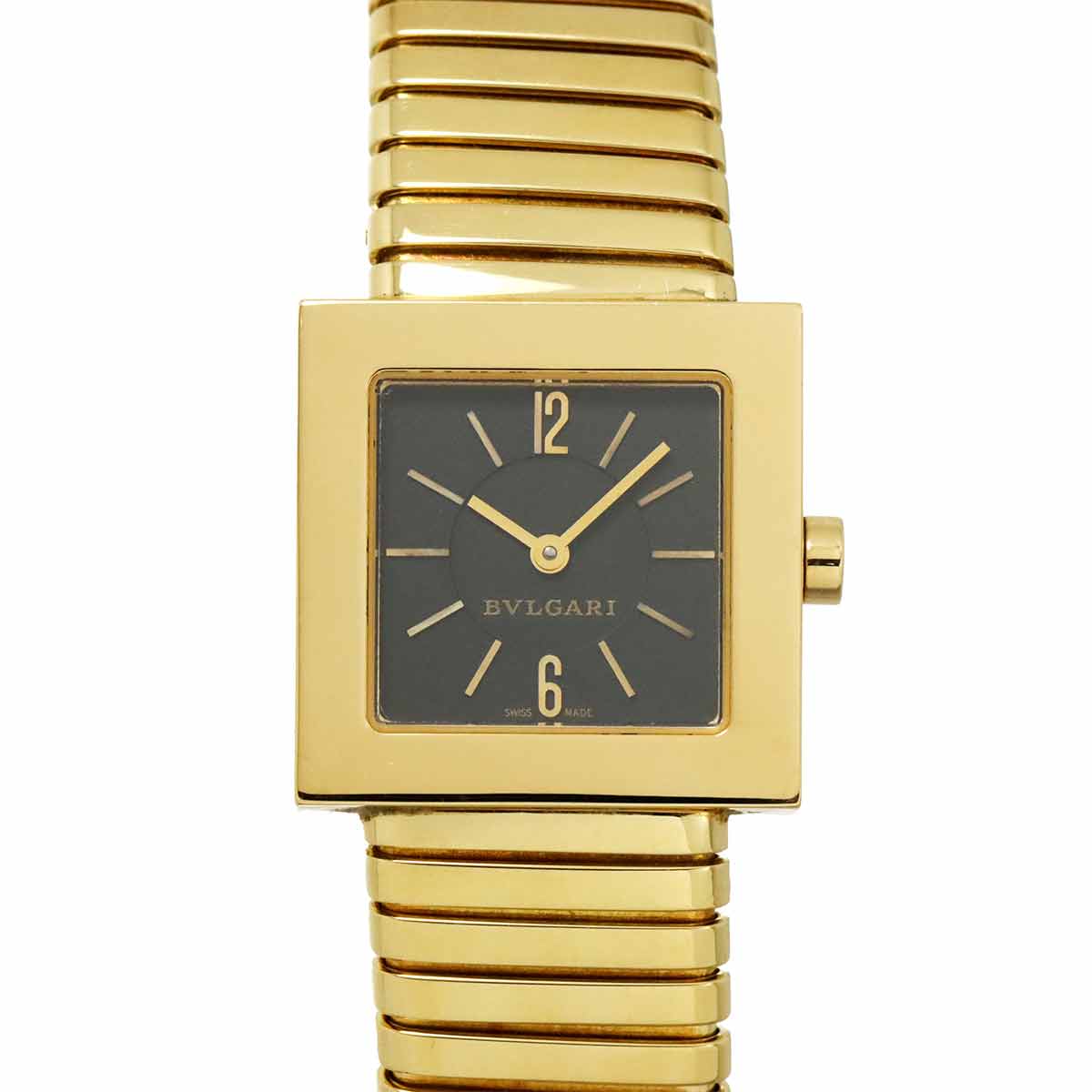 BVLGARI クアドラード トゥボガス コンビ SQ222T レディース 腕時計 ブラック K18YG イエローゴールド クォーツ ウォッチ Quadrato ブルガリ 90304056