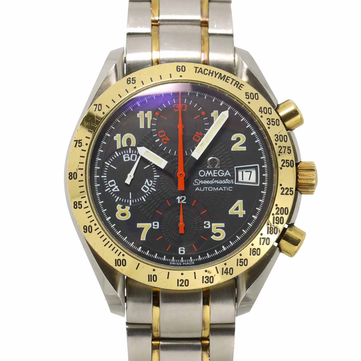 OMEGA スピードマスター マーク40 コンビ 3313 53 クロノグラフ メンズ 腕時計 デイト ブラック K18YG オートマ 自動巻き ウォッチ オメガ 90310208