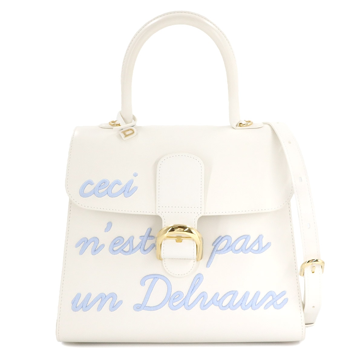 DELVAUX ブリヨン ルーモア MM 2way ハンド ショルダー バッグ レザー アイボリー アズール Brillant L'Humour デルヴォー 90307146