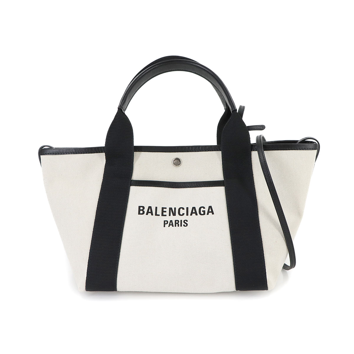 BALENCIAGA ビアリッツ スモール 2way トート ショルダー バッグ キャンバス レザー ナチュラル ブラック 805118 Biarritz Bag バレンシアガ 90307329