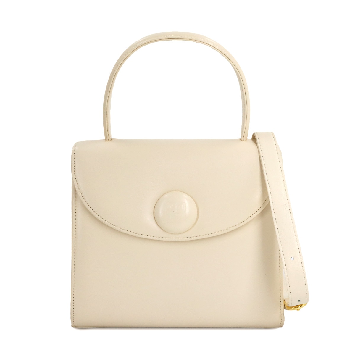 GIVENCHY 2way ハンド ショルダー バッグ レザー ホワイト ゴールド 金具 Hand Shoulder Bag ジバンシー 90308549