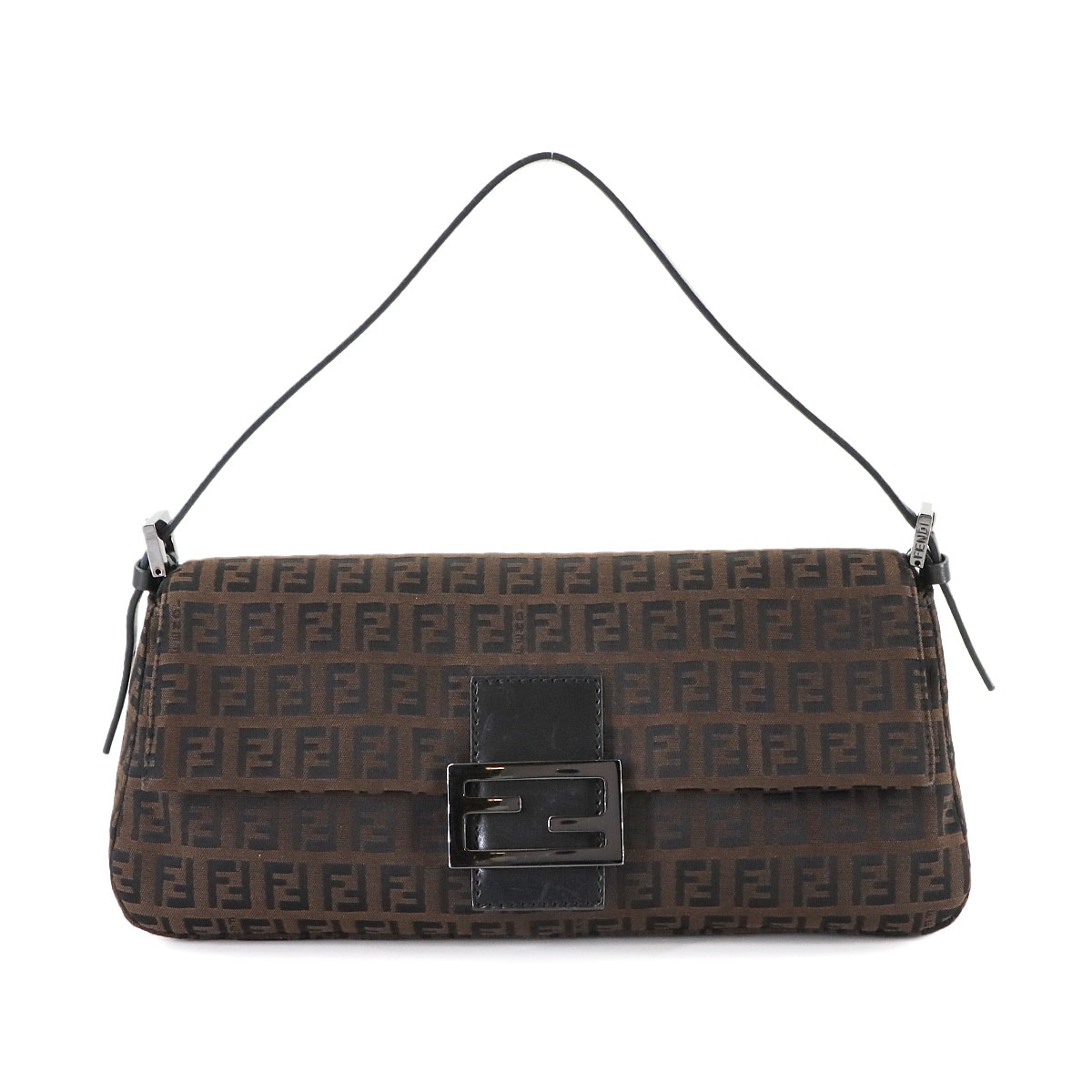 FENDI ズッキーノ トート バッグ キャンバス レザー ブラック 8BH138