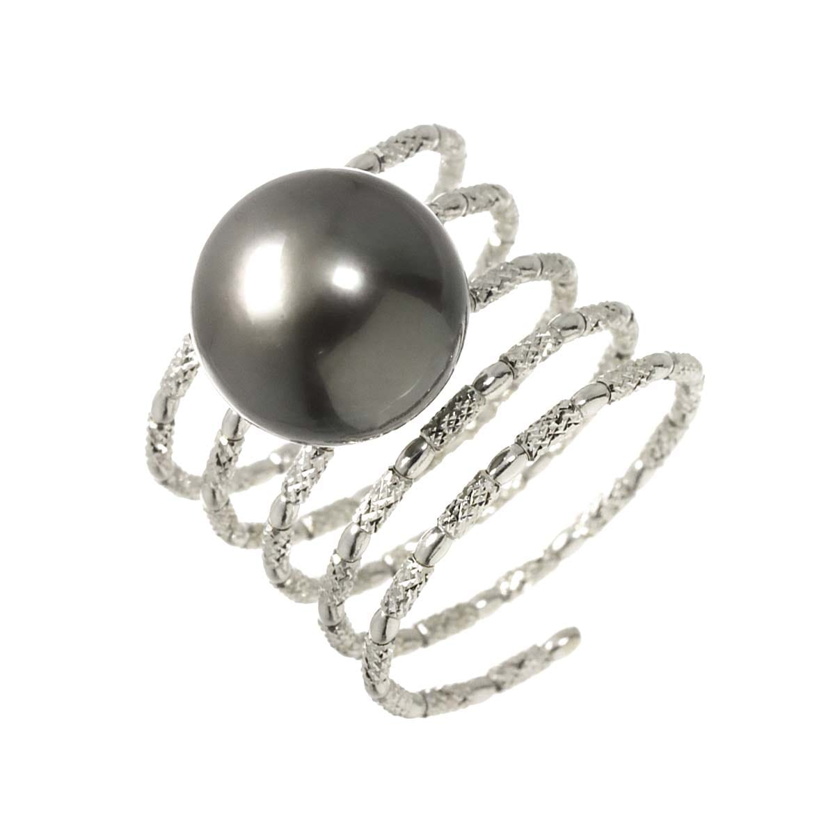 リング 11.5号 黒蝶真珠 11.3mm K18 WG ホワイトゴールド 750 パール 指輪 Pearl Ring 90305105