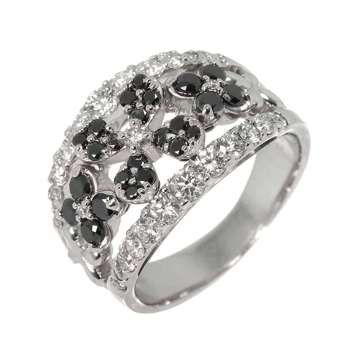 リング 11.5号 ブラックダイヤ 0.51ct ダイヤ 0.79ct K18 WG ホワイト ゴールド 750 指輪 Diamond Ring 90305544