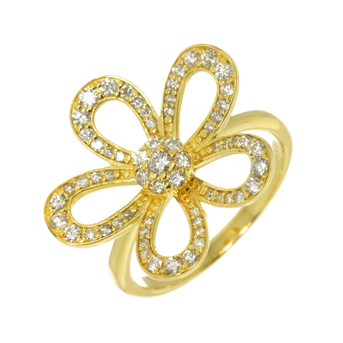 リング 13号 ダイヤ 0.55ct K18 YG イエローゴールド 750 指輪 【鑑別カード付き】 Diamond Ring 90308685