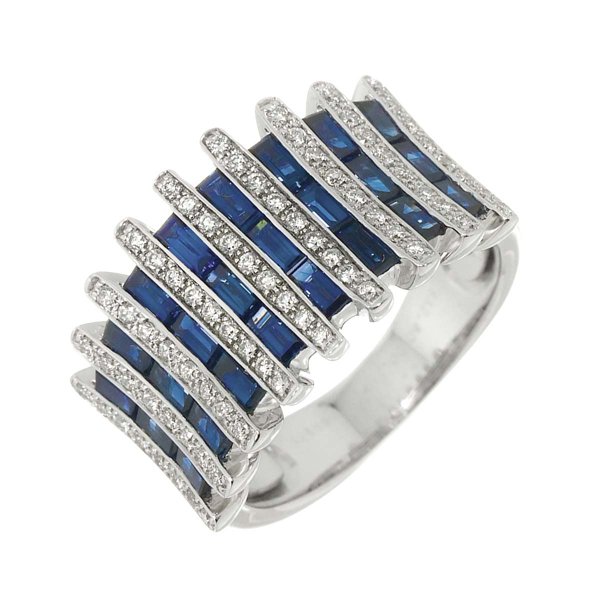 リング 13.5号 サファイヤ 2.80ct ダイヤ 0.35ct K18 WG ホワイトゴールド 750 指輪 Sapphire Ring 90309470