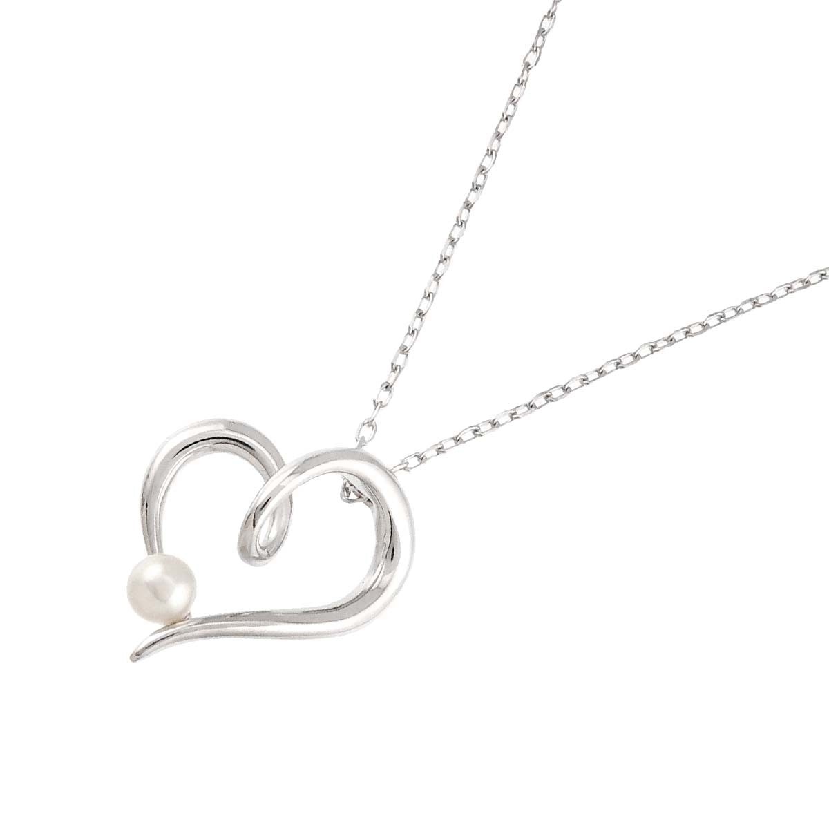 MIKIMOTO アコヤ真珠 4.2mm ネックレス 43cm K18 WG ホワイトゴールド 750 パール ハート Akoya Pearl Necklace ミキモト 90303976