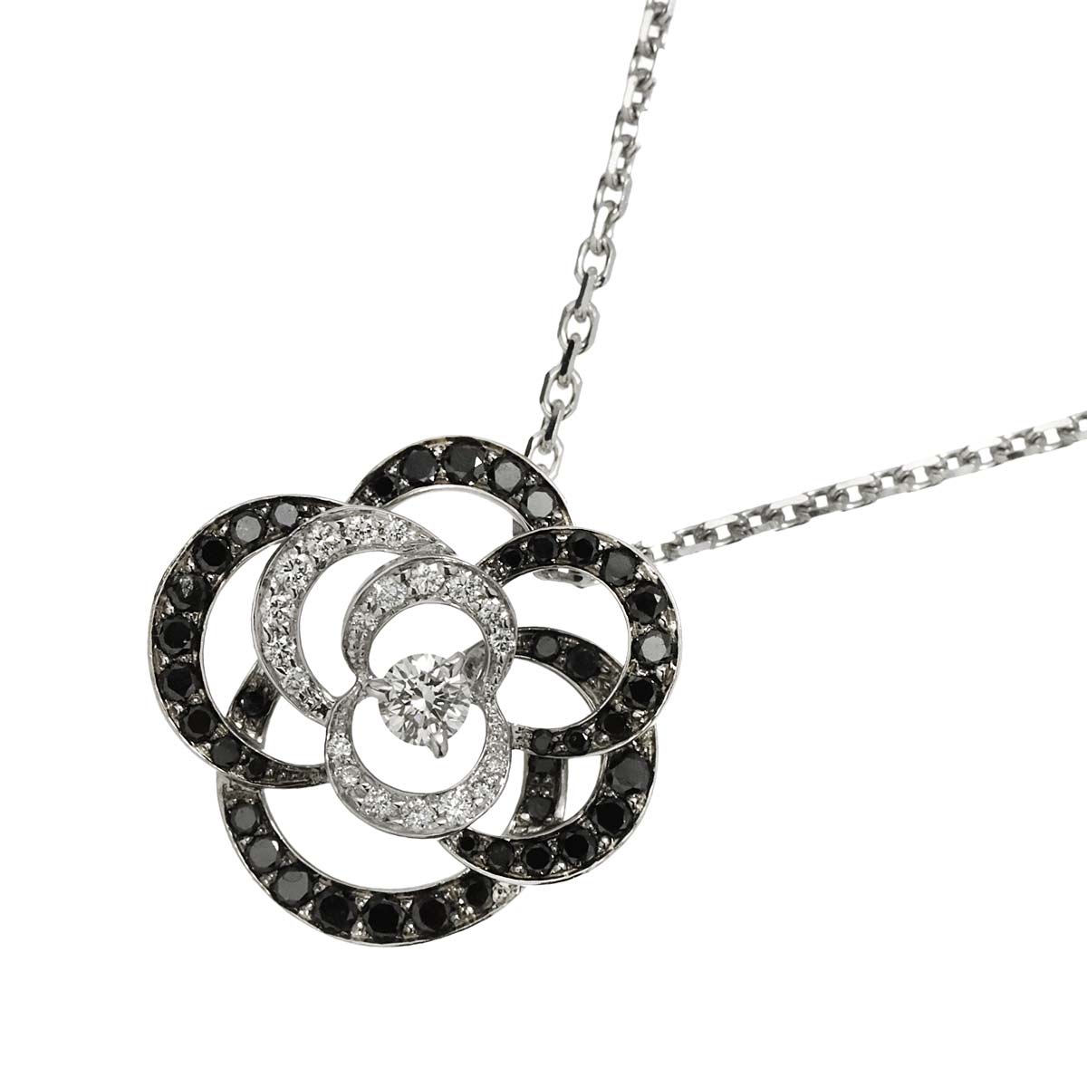 CHANEL カメリア ダイヤ ネックレス 40cm K18 WG ホワイトゴールド 750 花 Camellia Necklace シャネル 90305829