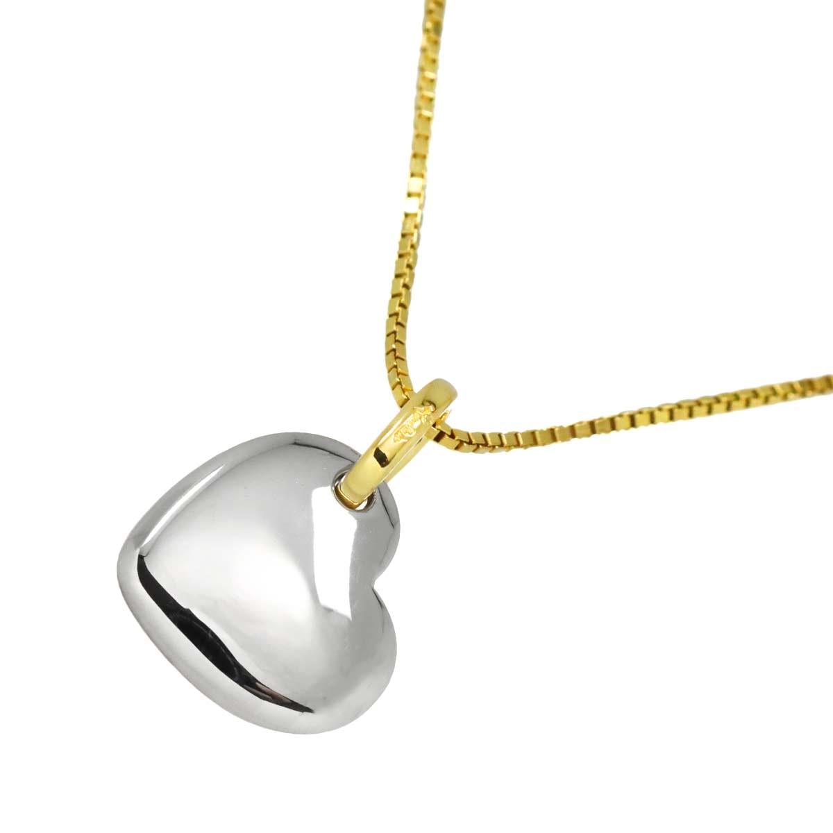 Pomellato ハート ネックレス 46cm K18 YG WG イエロー ホワイトゴールド 750 Necklace ポメラート 90307452