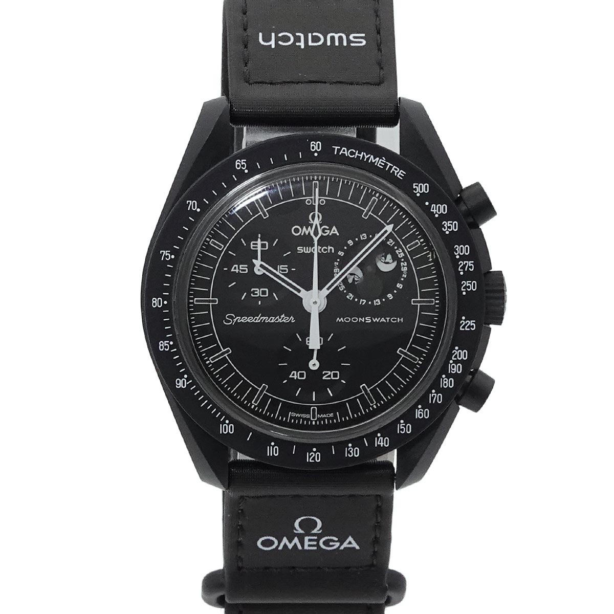 swatch OMEGA×swatch バイオセラミック ミッショントゥザムーンフェイズ ニュームーン SO33B700 クロノグラフ メンズ 腕時計 ブラック クォーツ Mission To The Moon スウォッチ 90312012