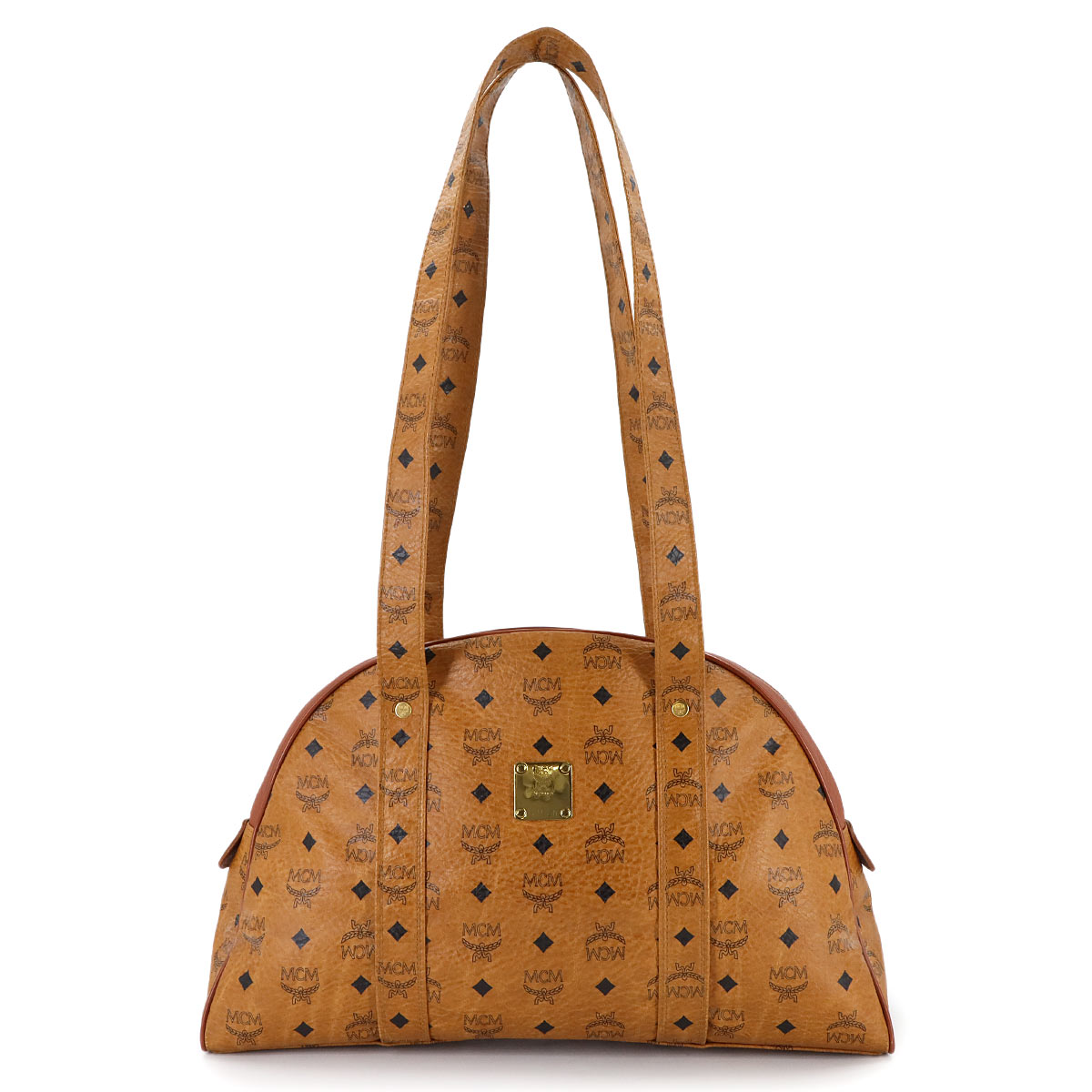 MCM ロゴグラム ヴィセトス ショルダー バッグ PVC レザー ブラウン ゴールド 金具 Visetos Bag エムシーエム 90308596