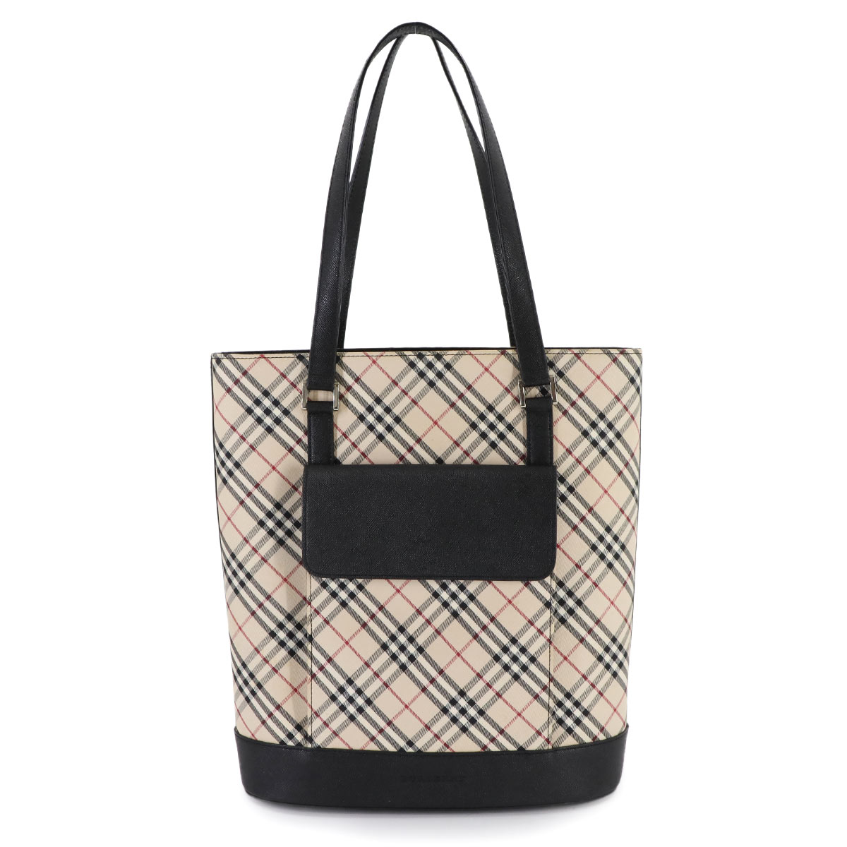 BURBERRY ノバチェック トート バッグ キャンバス レザー ベージュ ブラック シルバー 金具 Tote Bag バーバリー 90310003