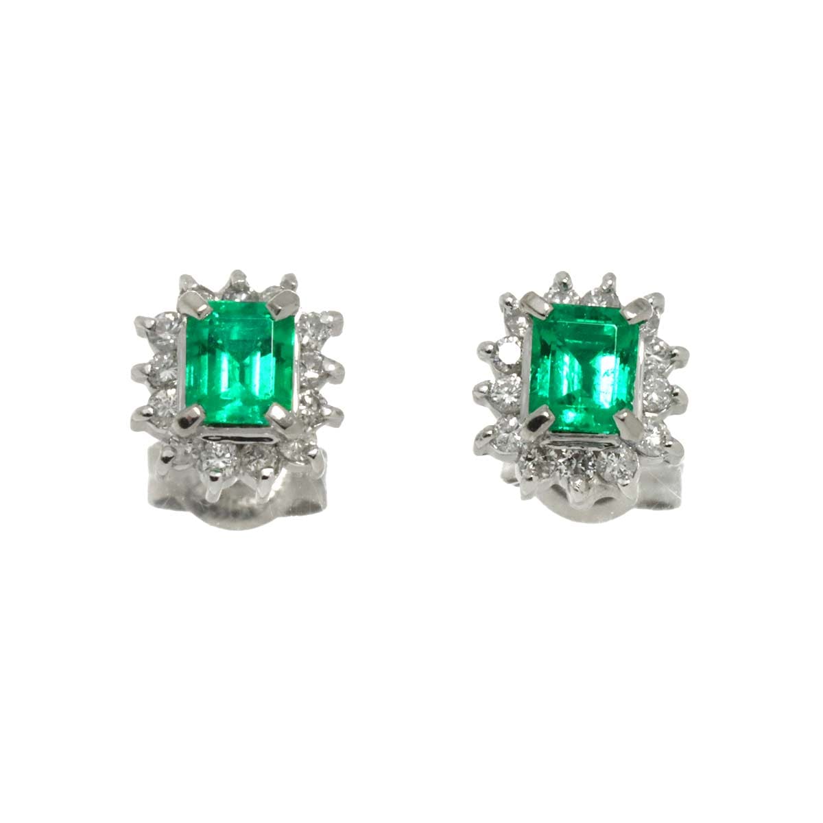 エメラルド 0.40ct ダイヤ 0.18ct ピアス Pt プラチナ Emerald Earrings Pierced 90308683