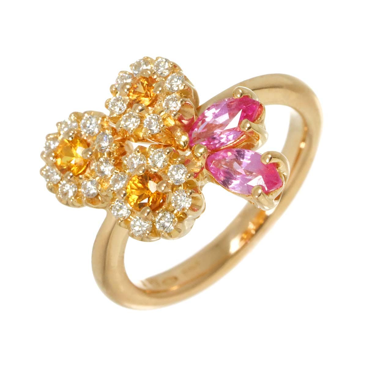 Ponte Vecchio 11.5号 リング サファイヤ ダイヤ 0.84ct K18 PG ピンクゴールド 750 花 指輪 Ring ポンテヴェキオ 90310884